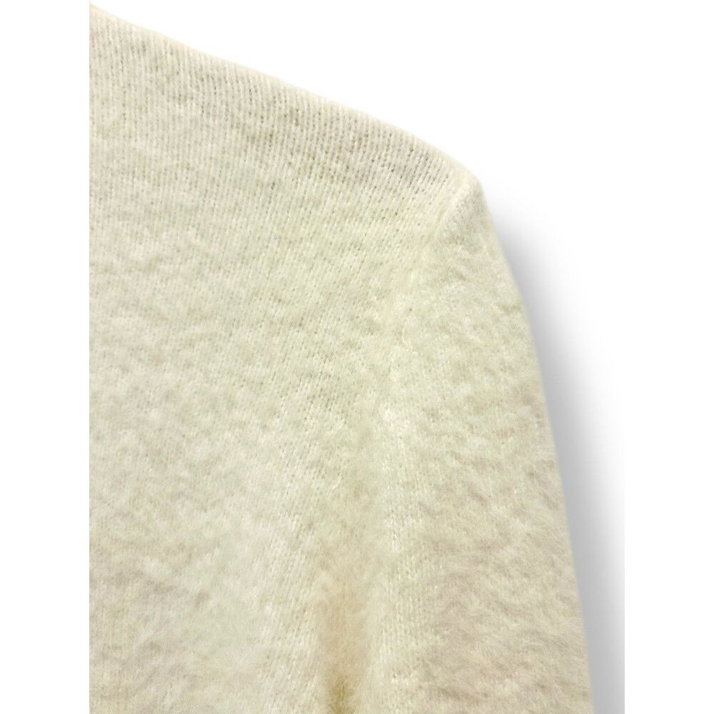 Nanette‎ Lepore Chain Trim Eyelash Cardigan Sweater White Gold Buttons Sz Medium - Picture 8 of 12